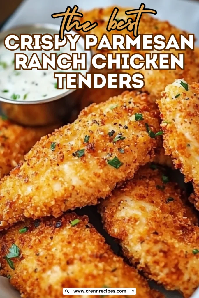 The best Crispy Parmesan Ranch Chicken Tenders with golden crunchy coating and tender juicy centers