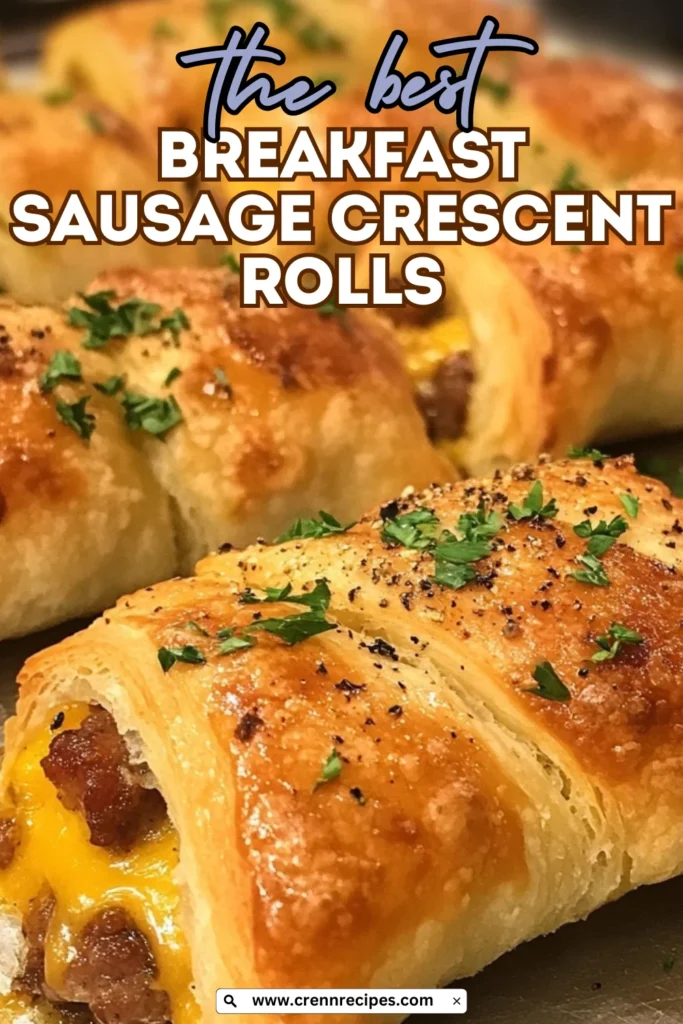 Cheesy Breakfast Sausage Crescent Rolls with a golden, crispy crust